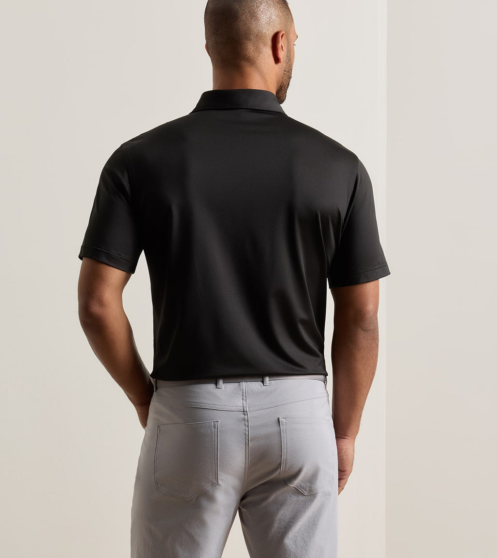 Peter Millar Solid Performance Jersey Polo - Black, detail