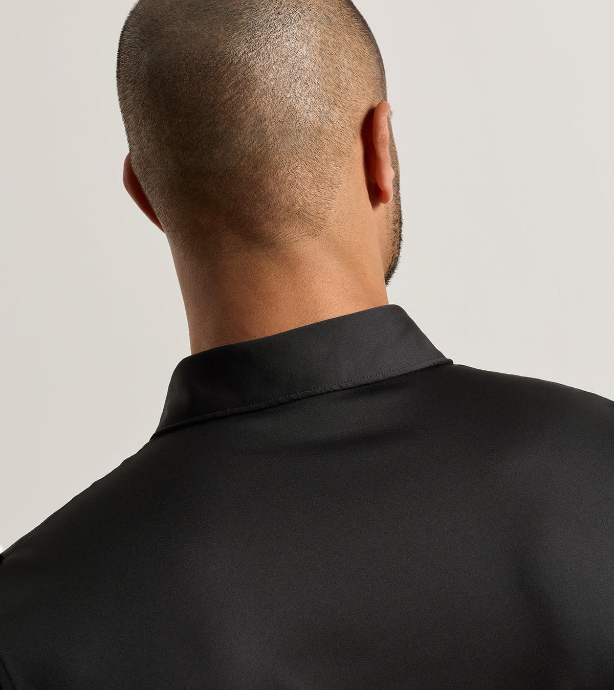 Peter Millar Solid Performance Jersey Polo - Black, collar detail