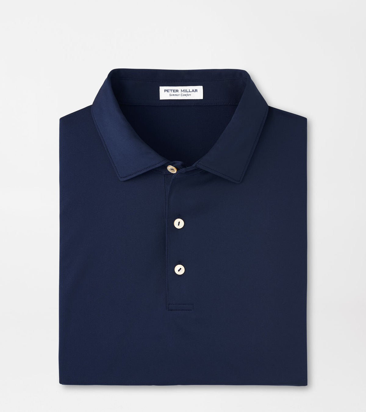 Peter Millar Solid Performance Jersey Polo - Navy, folded