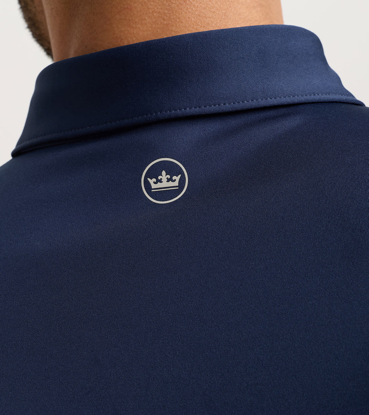 Peter Millar Solid Performance Jersey Polo - Navy, collar detail