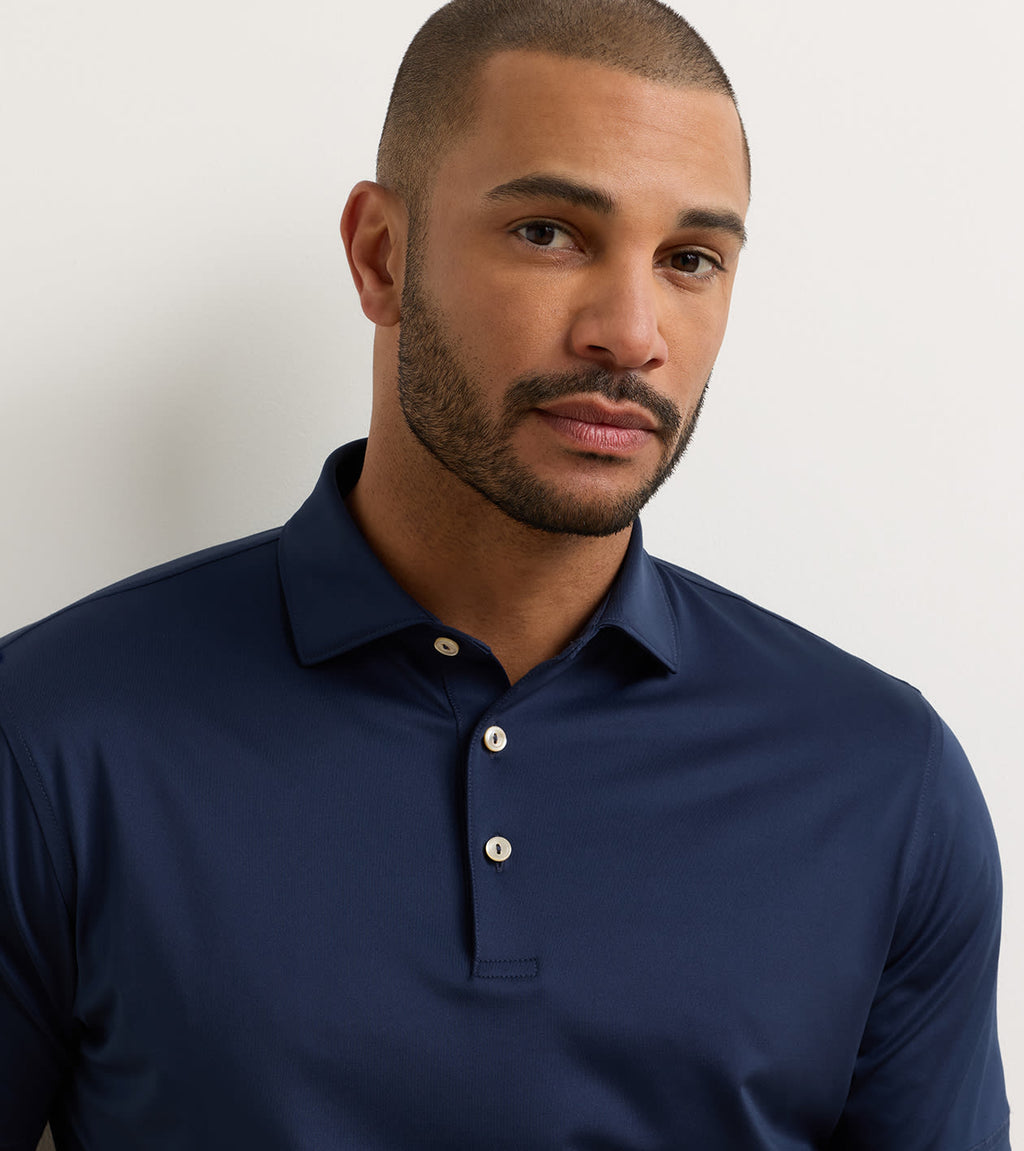 Peter Millar Solid Performance Jersey Polo - Navy, back view