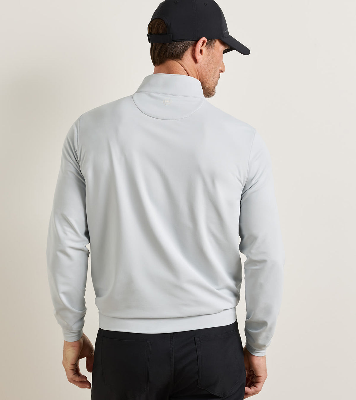 Peter Millar Perth Performance Quarter-Zip - British Grey, detail