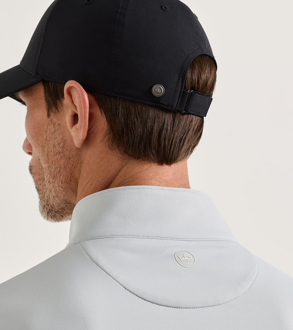 Peter Millar Perth Performance Quarter-Zip - British Grey, collar detail
