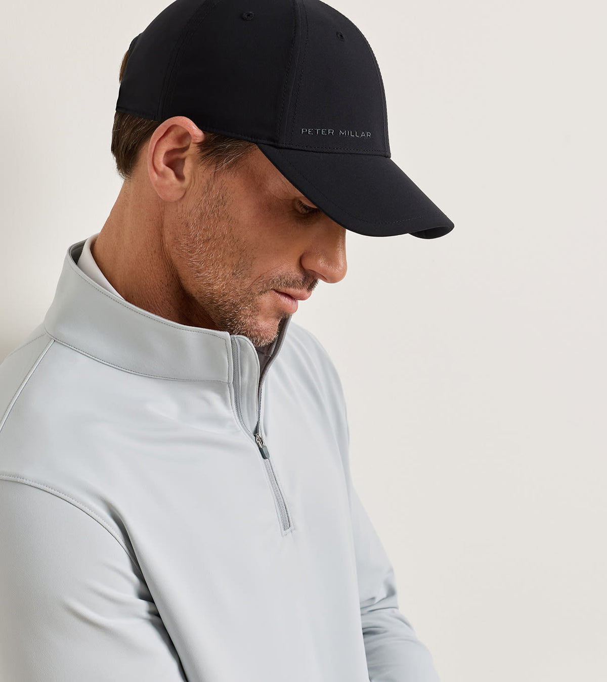 Peter Millar Perth Performance Quarter-Zip - British Grey, back view